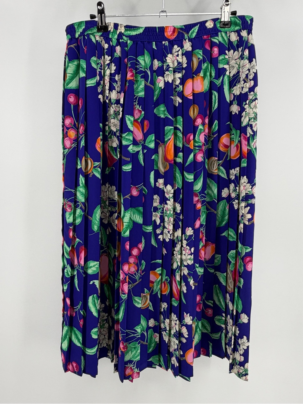 Vintage Alfred Dunner Purple Fruit Print Pleated Midi Skirt, Women's 16